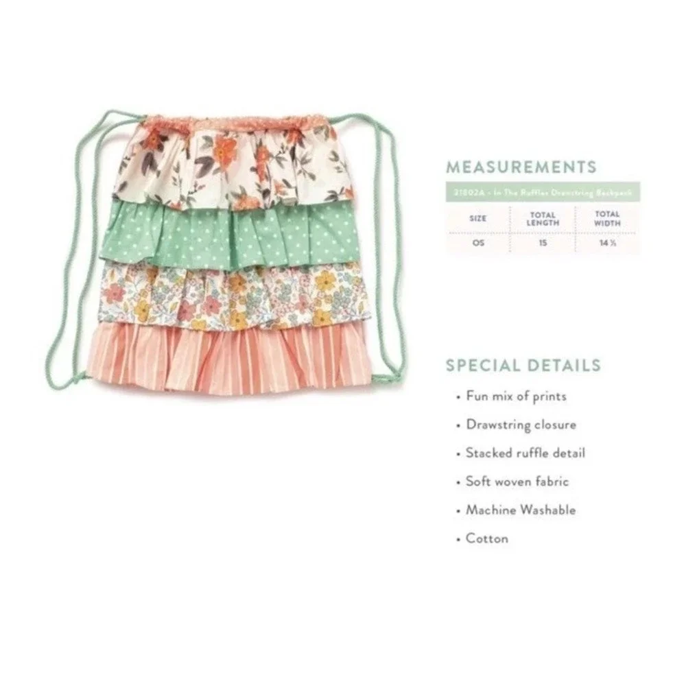 MATILDA JANE Dream Chasers in the Ruffles Floral Drawstring Tote Bag NEW